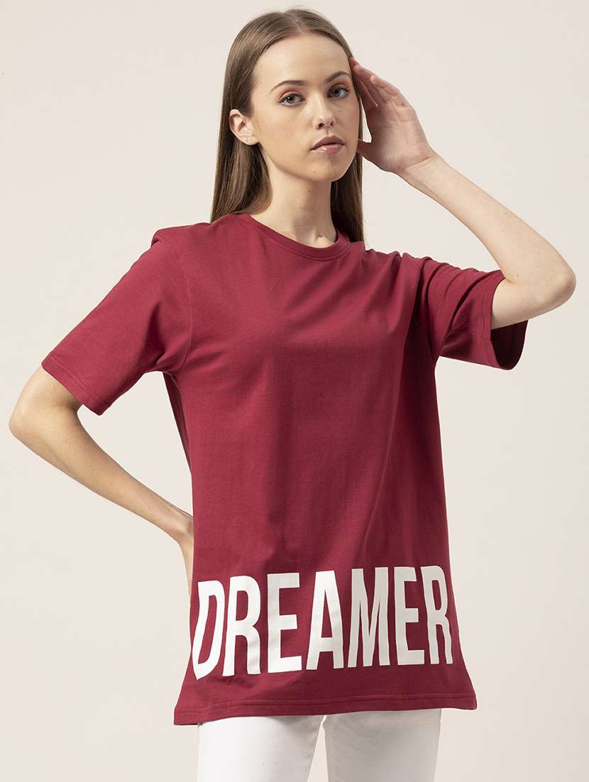 women's placement print round neck t-shirt