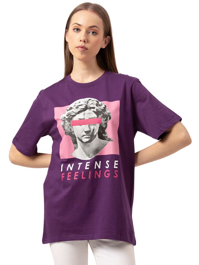 women's front print crew neck t-shirt