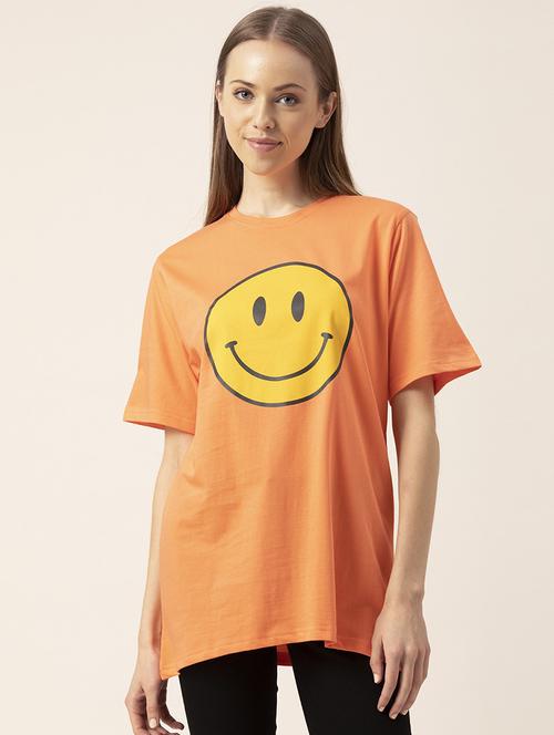 women's chest print round neck t-shirt - 20562603 -  Standard Image - 0