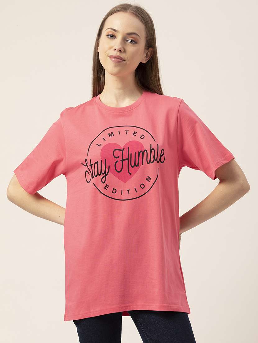 women's chest print round neck t-shirt - 20562607 -  Zoom Image - 0