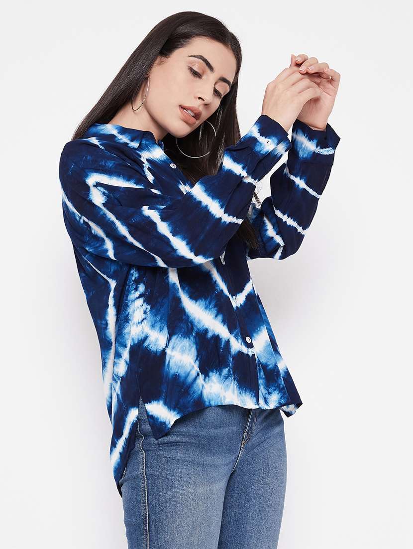 blue rayon oversized shirt - 20563071 - Standard Image - 1