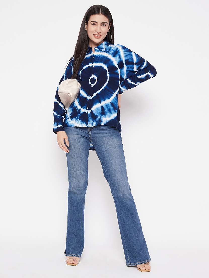 blue rayon oversized shirt - 20563071 - Standard Image - 4