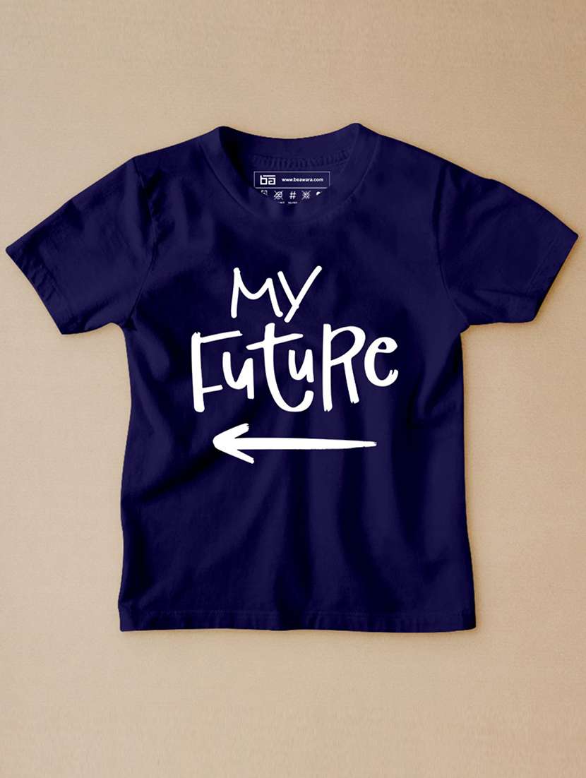 boys round neck typographic print t-shirt