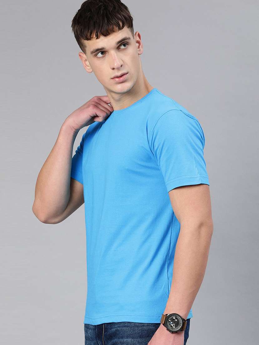 men round neck solid plain t-shirt - 20563382 - Standard Image - 1