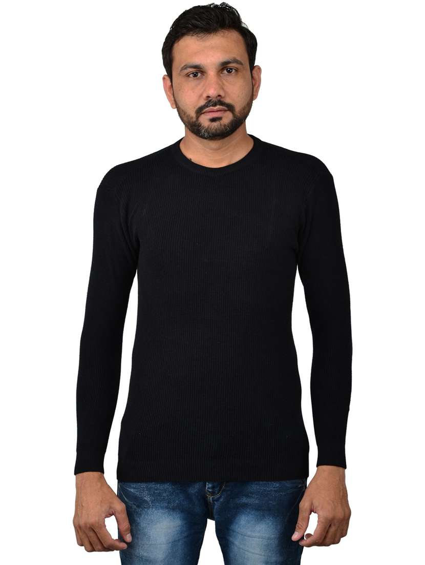 black solid long sleeve pullover