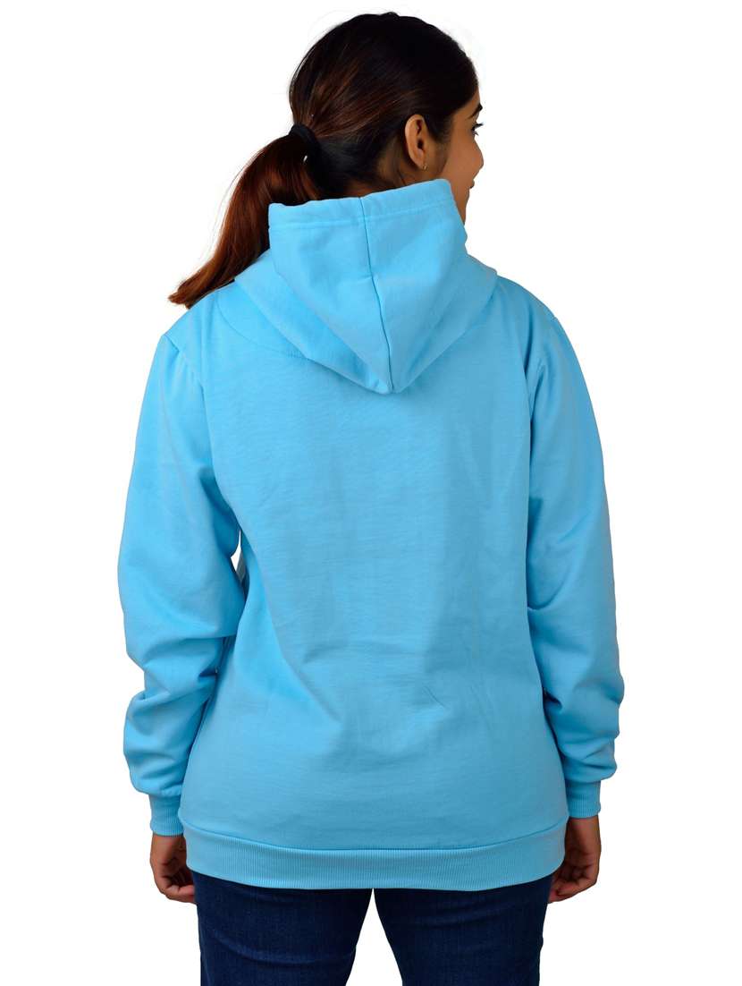 women solid light blue hooded sweatshirt - 20564589 -  Standard Image - 1