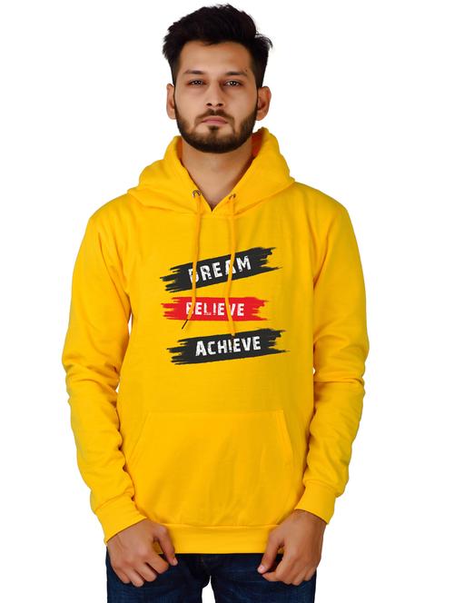 men yellow typographic hooded sweatshirt - 20564694 - Standard Image - 0