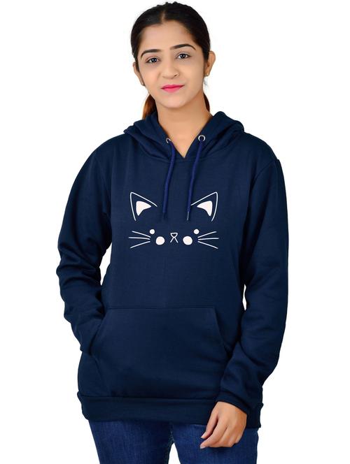 women navy blue graphic hooded sweatshirt - 20564713 - Standard Image - 0