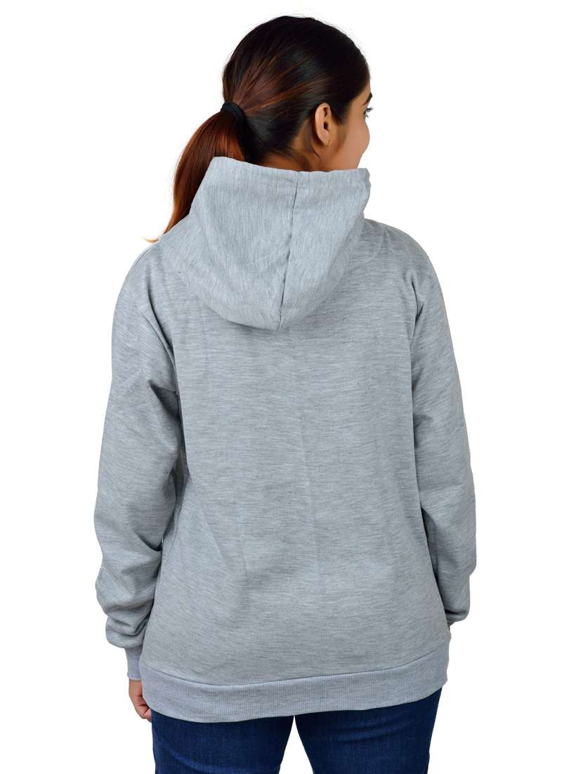 women grey melange graphic hooded sweatshirt - 20564720 -  Standard Image - 1