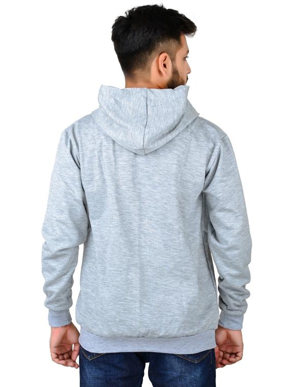 men grey melange graphic hooded sweatshirt - 20564773 - Standard Image - 4