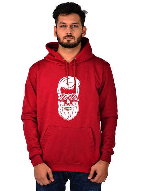 men maroon graphic hooded sweatshirt - 20564775 - Standard Image - 0