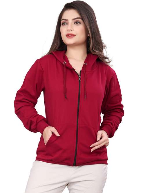 maroon long sleeve hooded sweatshirt