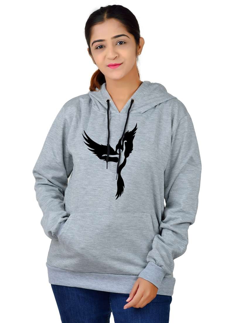 grey long sleeve hooded sweatshirt - 20564938 -  Standard Image - 1