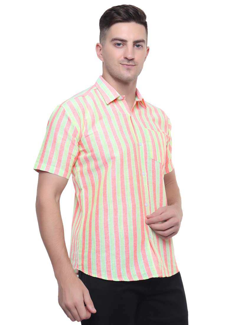 green & pink collared casual shirt - 20564993 -  Standard Image - 1