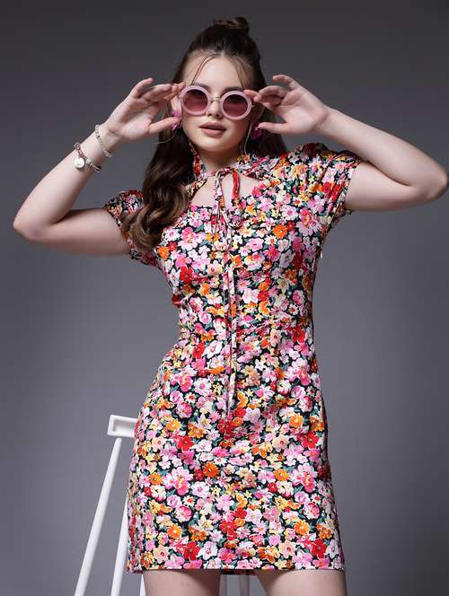 multi colored polyester bodycon dress - 20564997 - Standard Image - 0