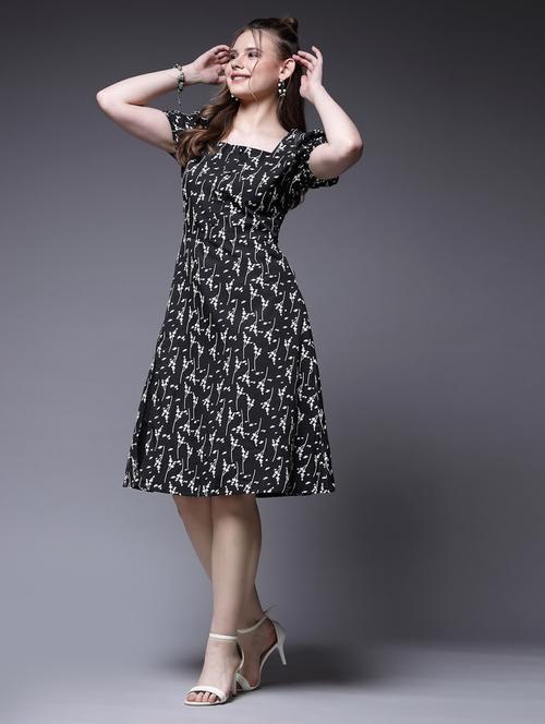 black polyester aline dress - 20565006 -  Standard Image - 0