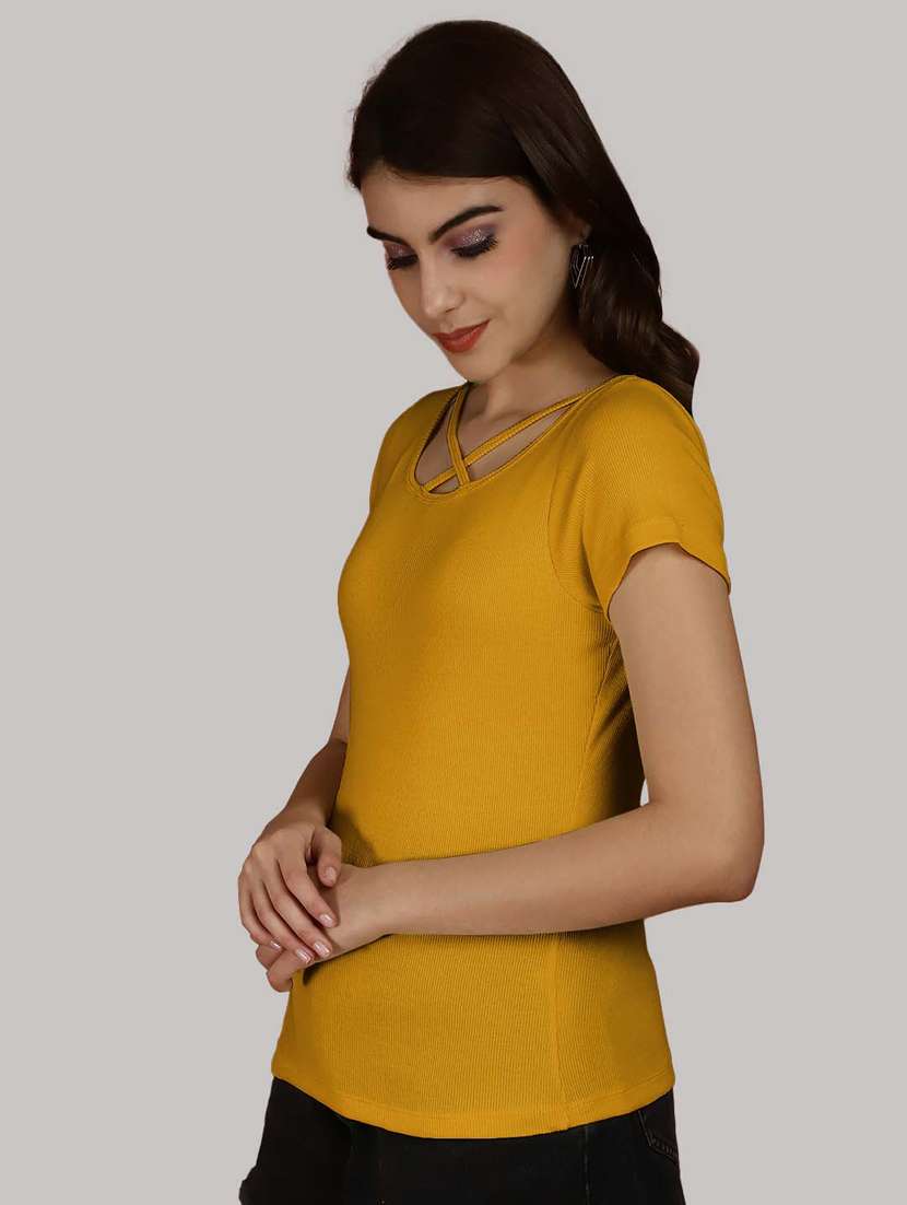 mustard cotton regular top - 20565042 -  Standard Image - 1