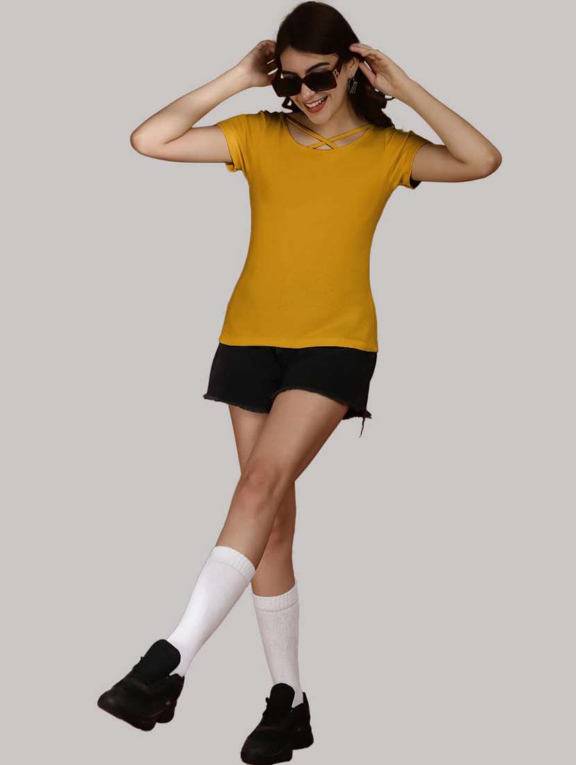 mustard cotton regular top - 20565042 - Standard Image - 4