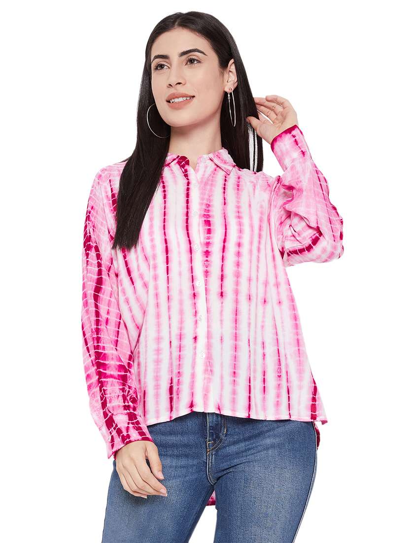 pink rayon oversized high-low shirt