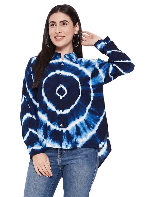 women tie & dye high-low shirt - 20565046 - Standard Image - 0
