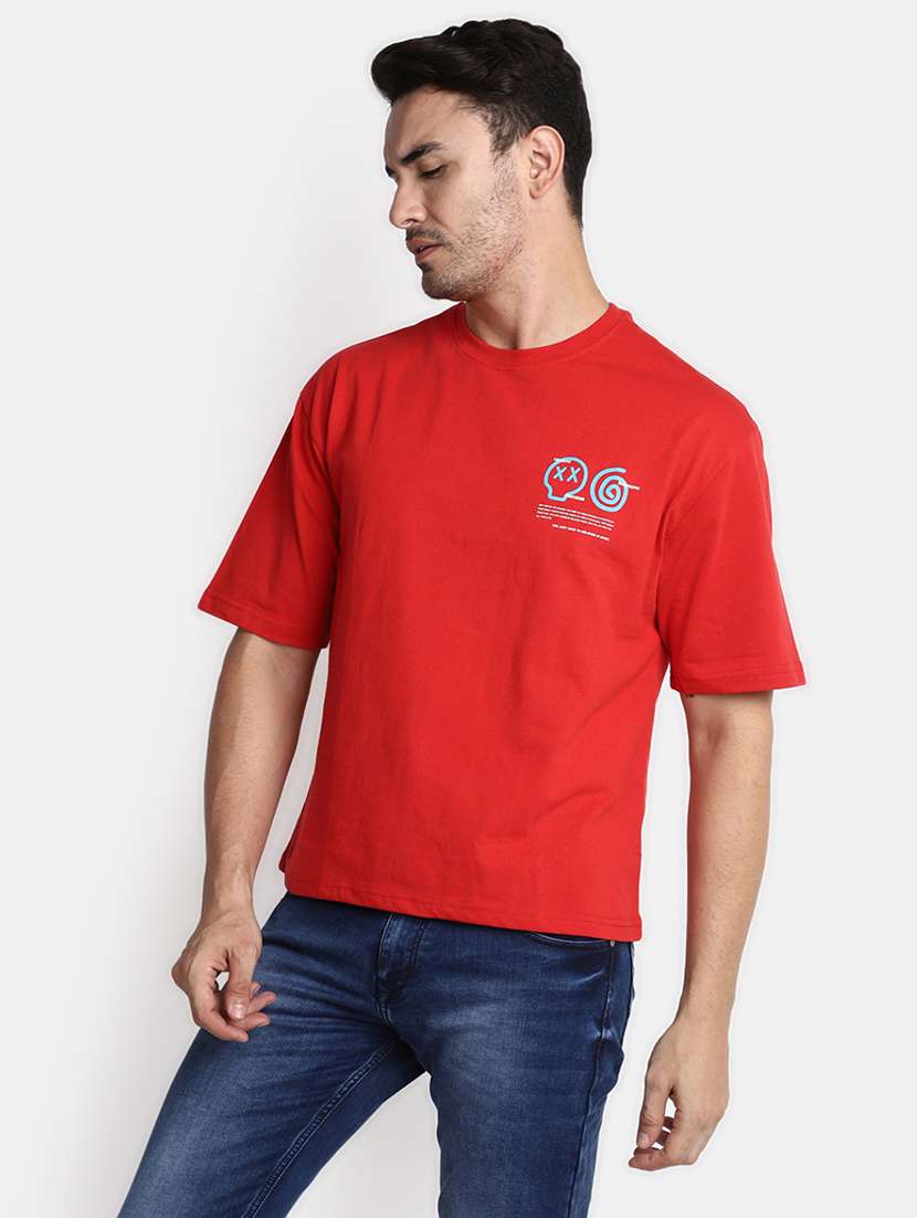 red cotton front & back print tshirt - 20565253 -  Standard Image - 1