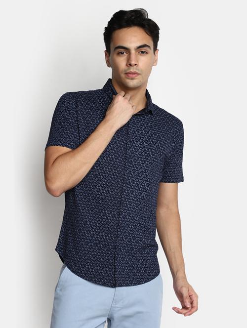 navy blue cotton regular casual shirt - 20565282 - Standard Image - 0