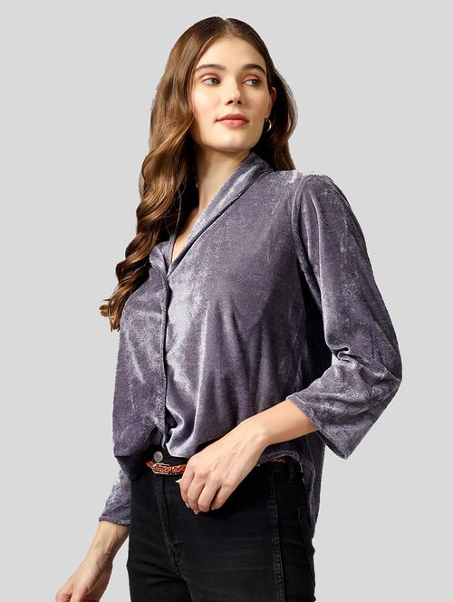 grey velvet solid top - 20565703 - Standard Image - 0
