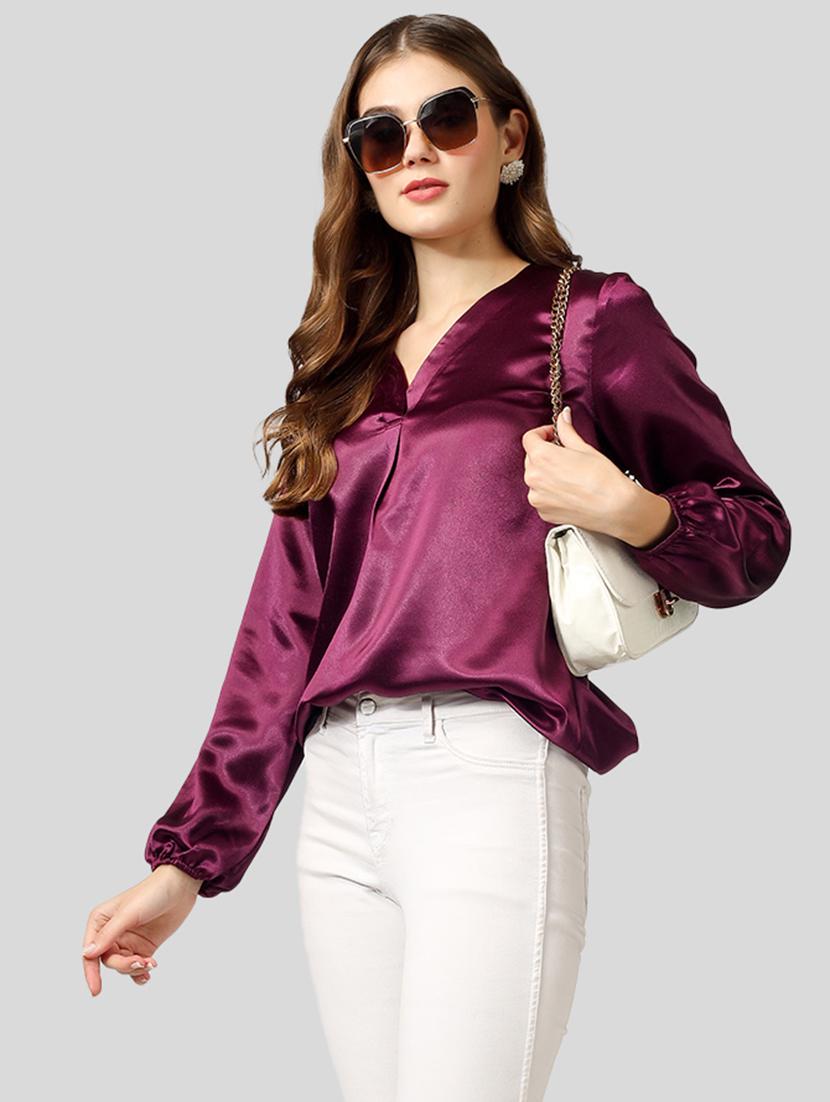 purple satin solid top - 20565706 - Zoom Image - 0