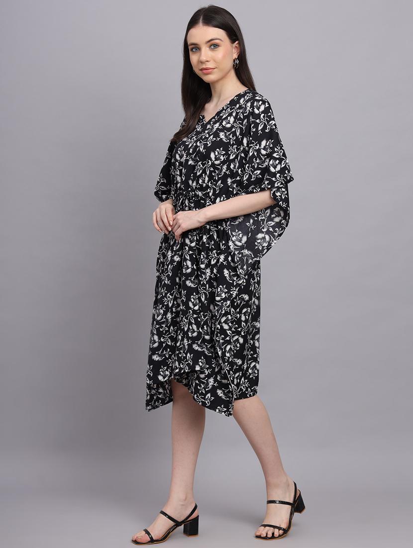 black floral printed kaftan dress - 20565729 -  Standard Image - 1