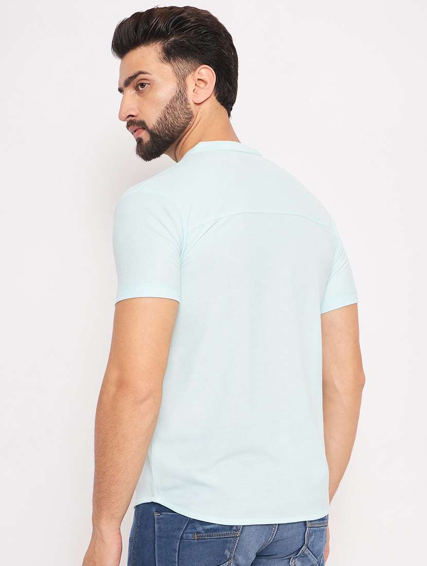 men light blue solid casual shirt - 20565811 -  Standard Image - 1