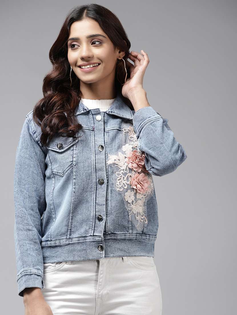 women light blue denim summer jacket