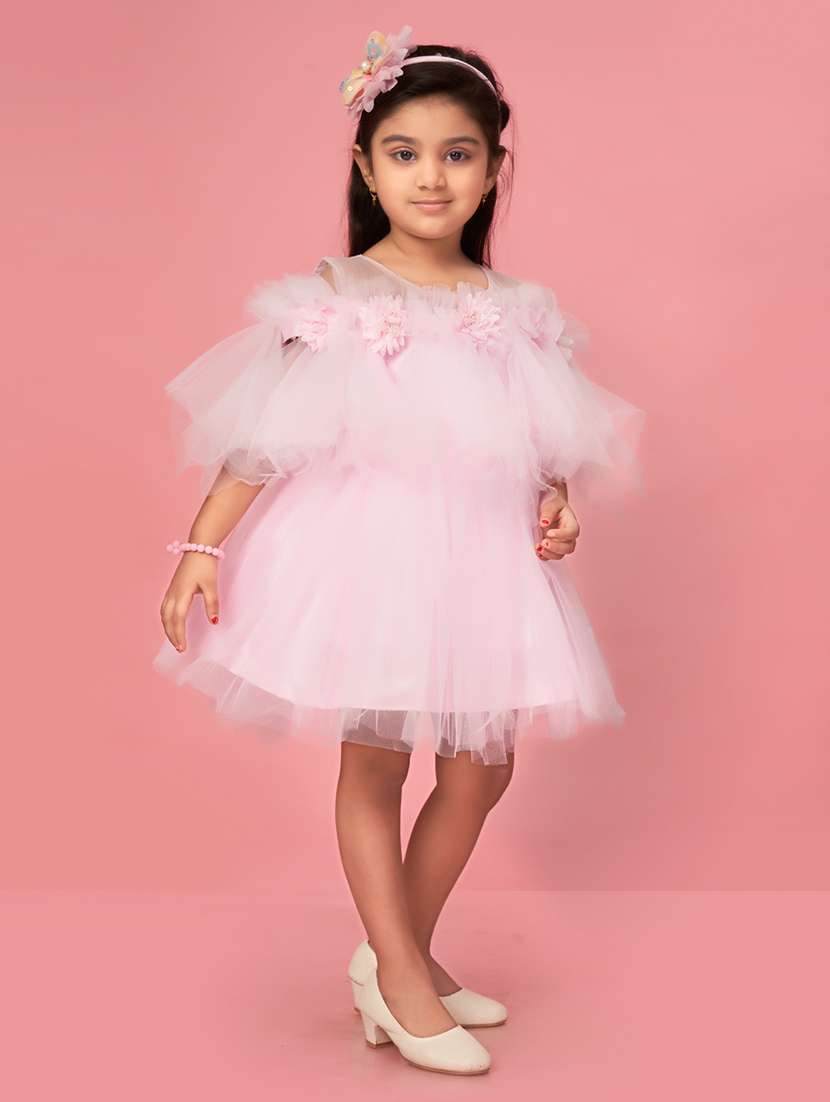 women round neck self-design frock - 20567769 -  Standard Image - 1