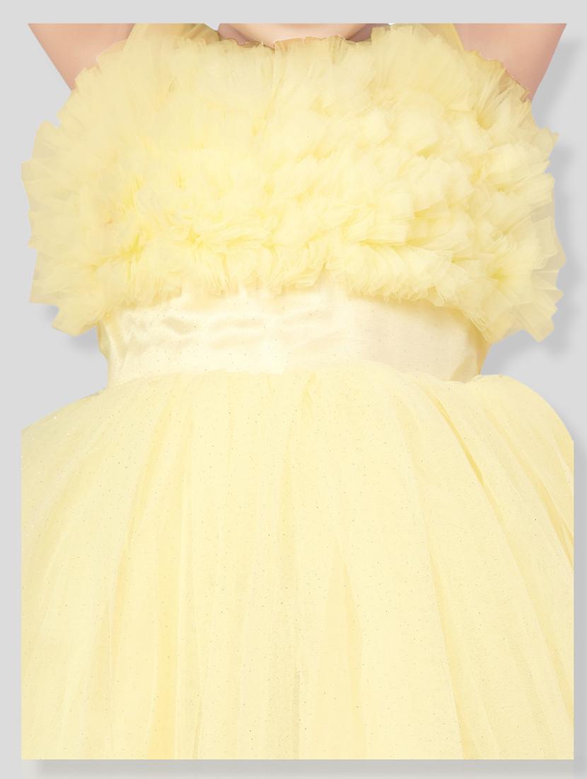 girls round neck self-design frock - 20567812 - Standard Image - 4