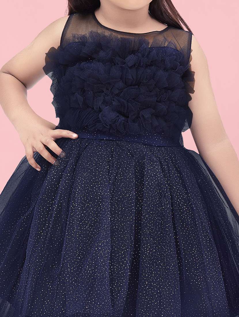 girls round neck self-design frock - 20567813 -  Standard Image - 4