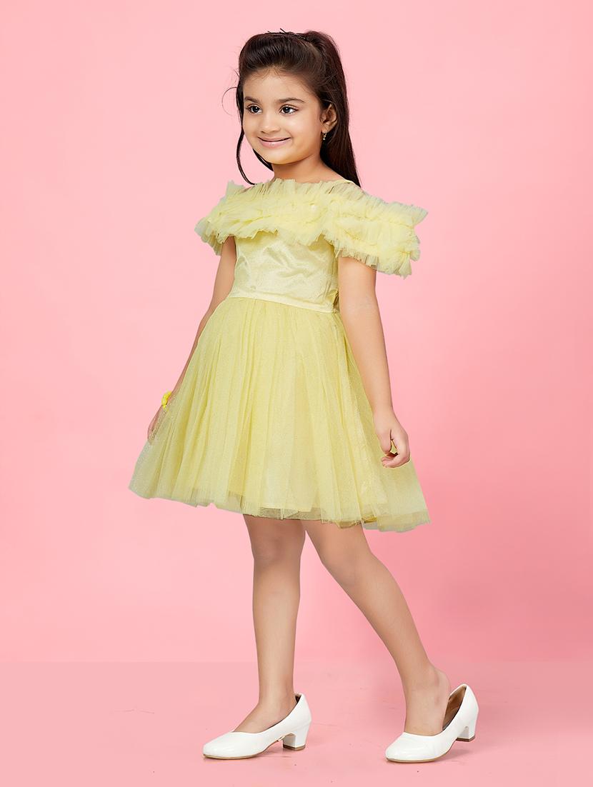 girls round neck self-design frock - 20567842 -  Standard Image - 1