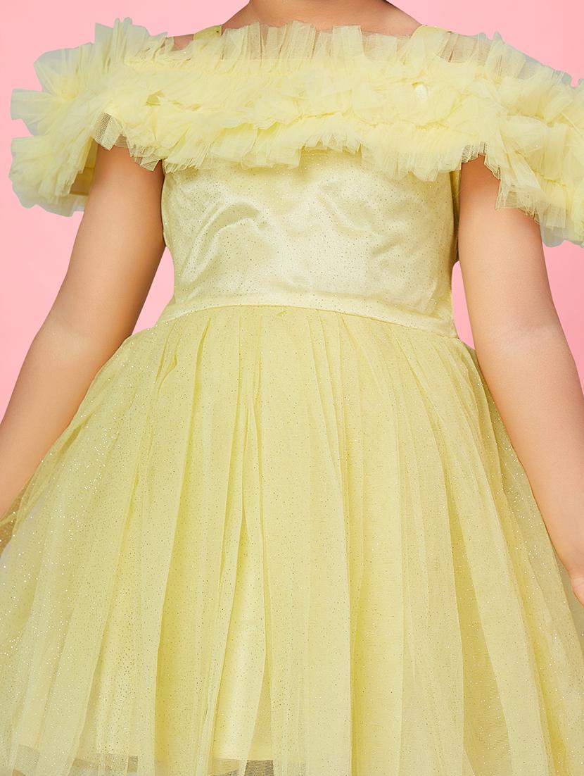girls round neck self-design frock - 20567842 - Standard Image - 4