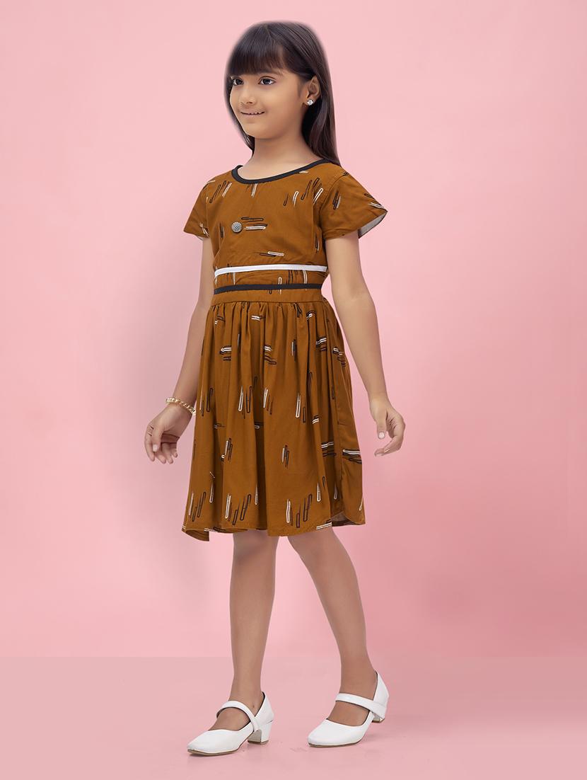 girls round neck short sleeve frock - 20567920 -  Standard Image - 1