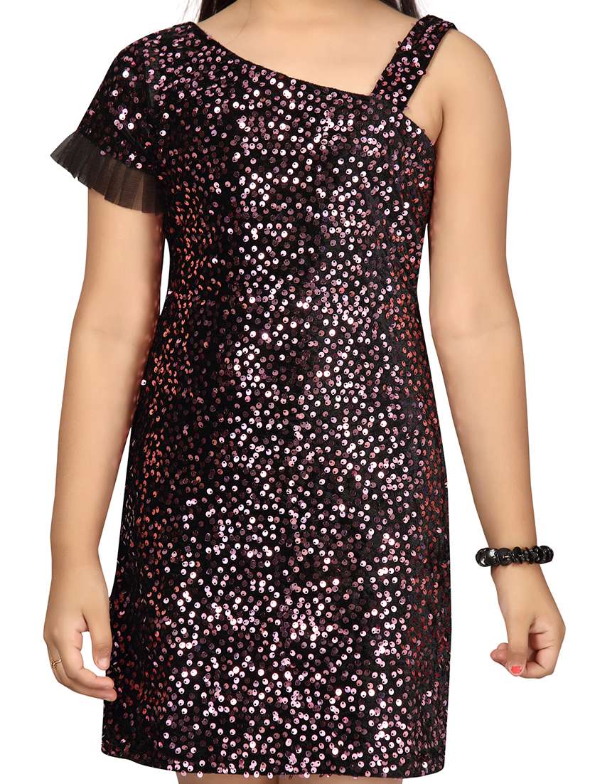 girls round neck self-design frock - 20568133 -  Standard Image - 4