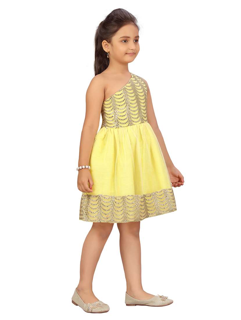 girls asymmetric neck sleeveless frock - 20568293 -  Standard Image - 1