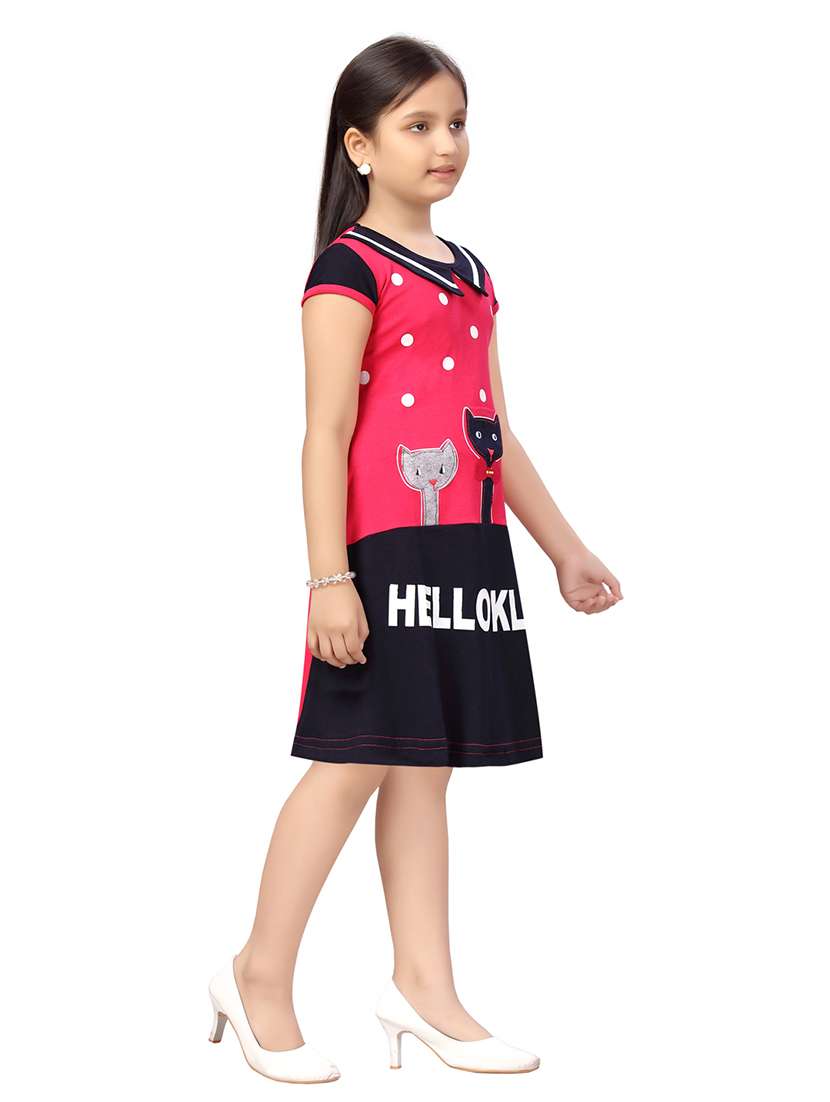girls round neck cape sleeve frock - 20568362 -  Standard Image - 1