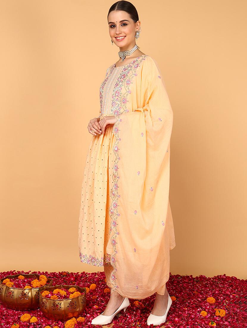 women round neck kurta pant set with dupatta - 20569242 - Standard Image - 1