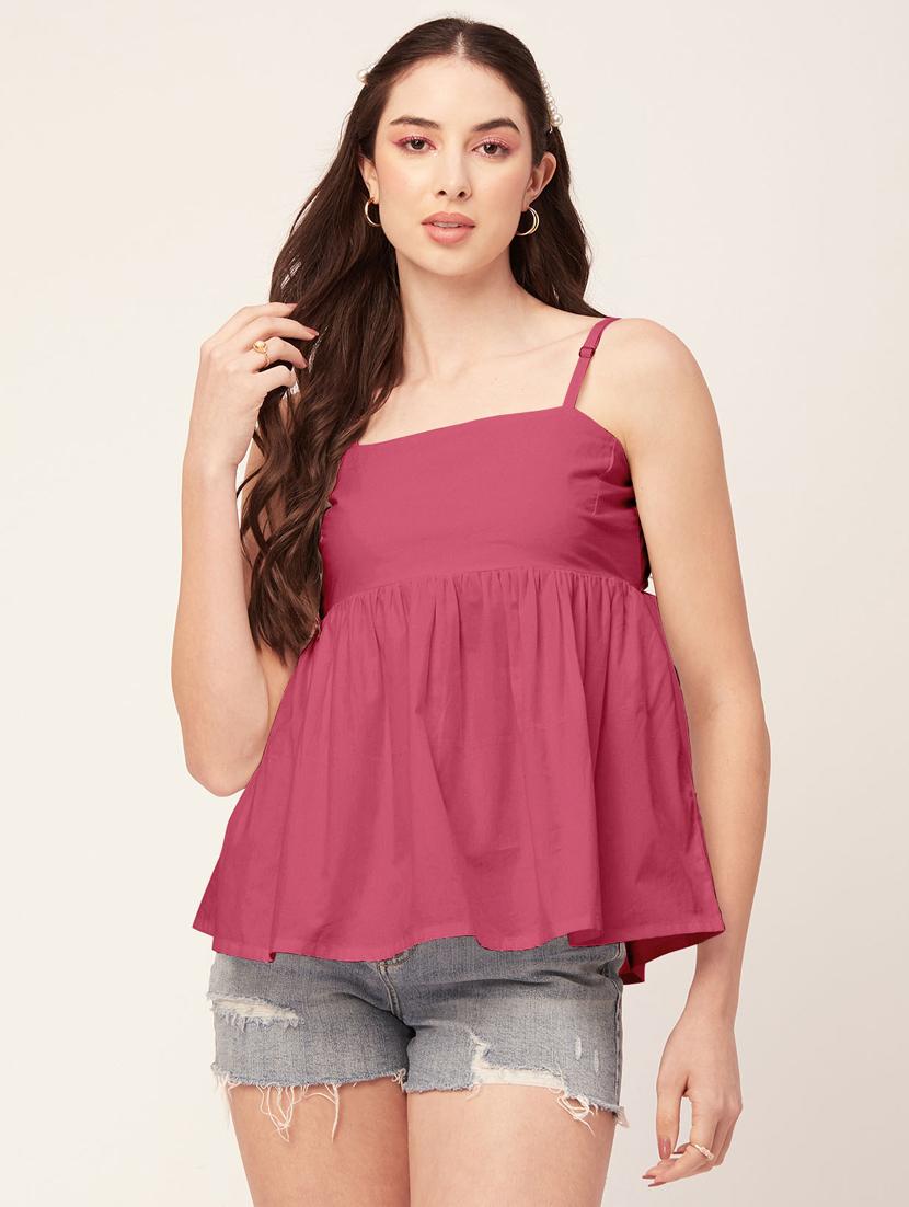 women solid bow styled peplum top - 20570720 - Zoom Image - 0