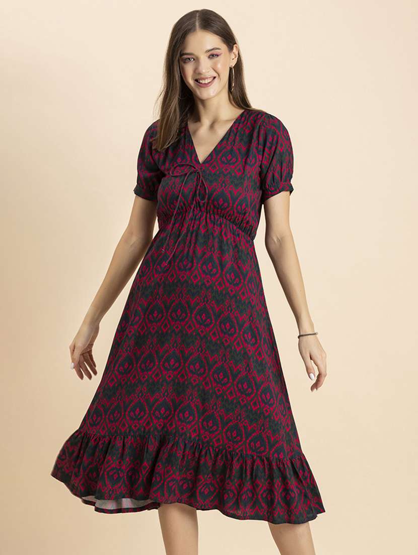 women printed fit & flare midi dress - 20570726 -  Standard Image - 4
