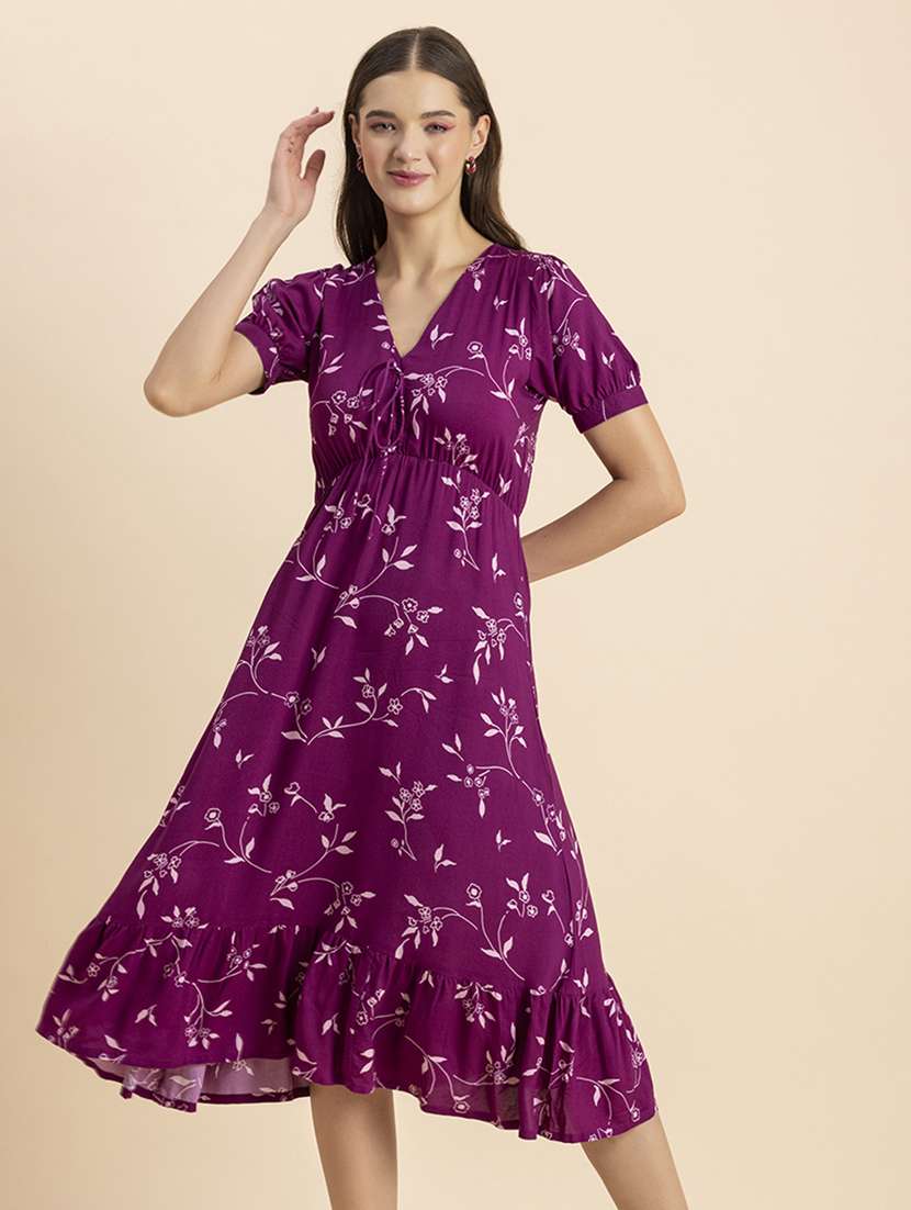 women floral printed fit & flare dress