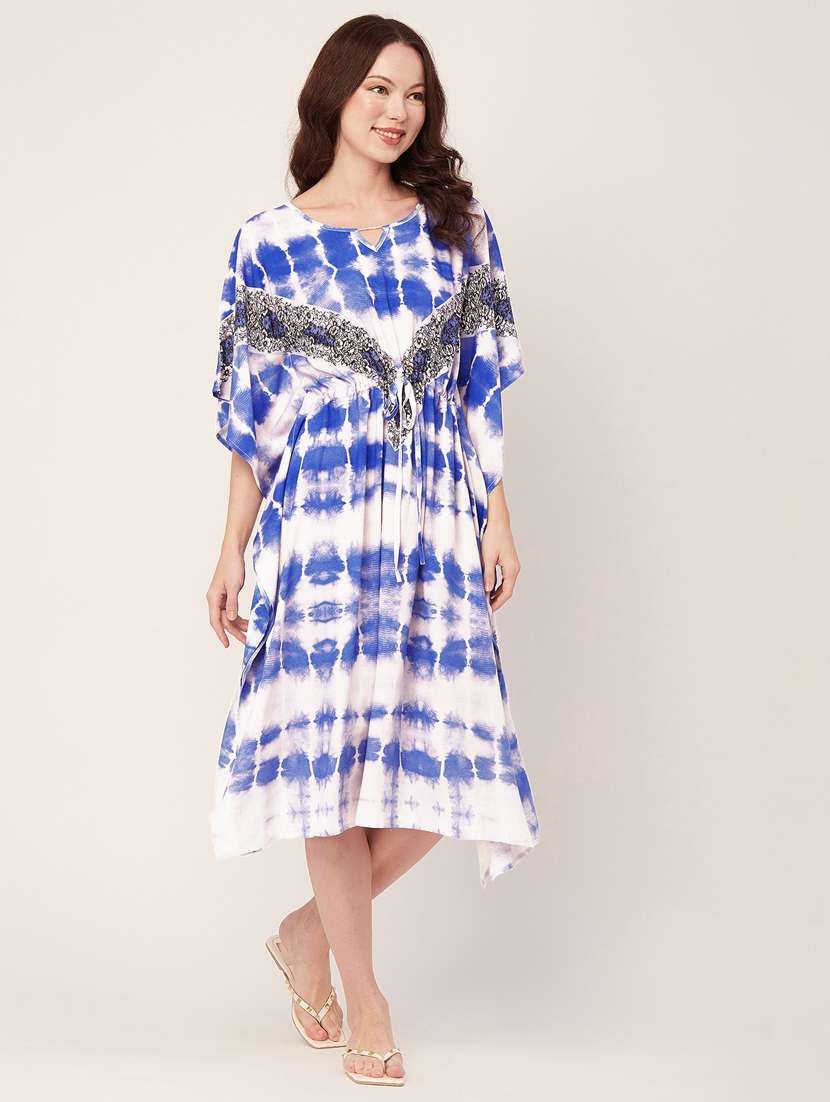 women tie & dyed fit & flare kaftan dress - 20570731 - Standard Image - 1