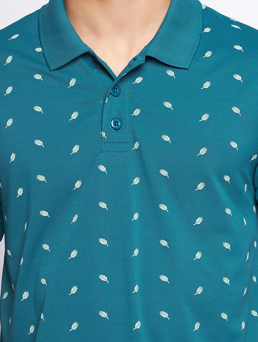 men sea green printed polo t-shirt - 20570770 - Standard Image - 4