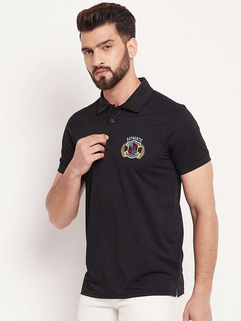 men black embroidered detailed polo t-shirt - 20570791 -  Standard Image - 1