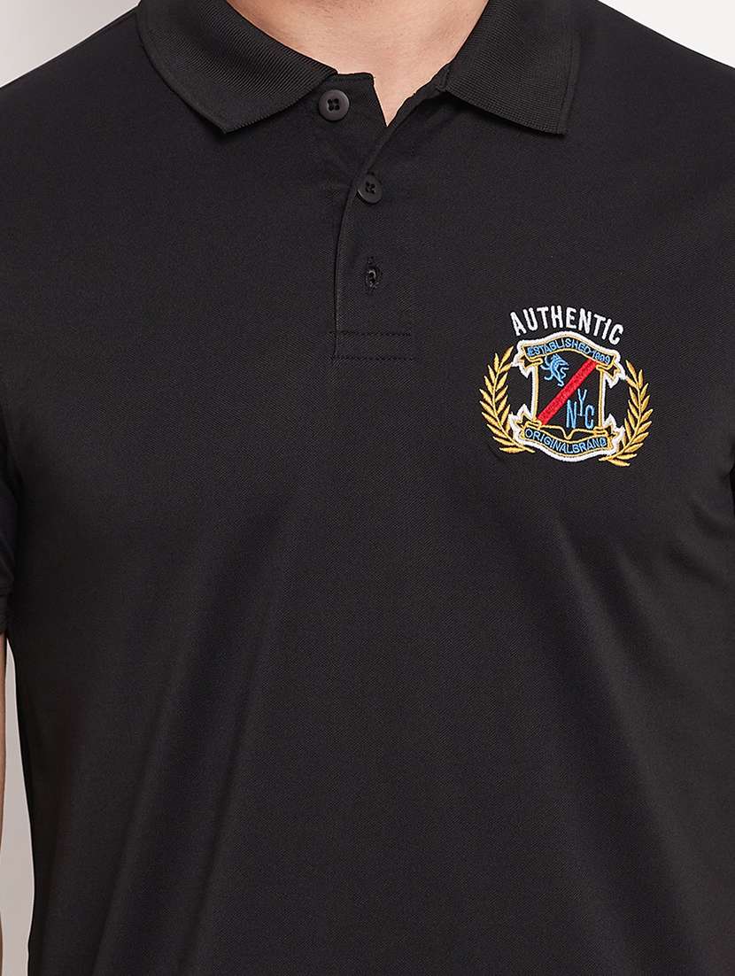 men black embroidered detailed polo t-shirt - 20570791 -  Standard Image - 4