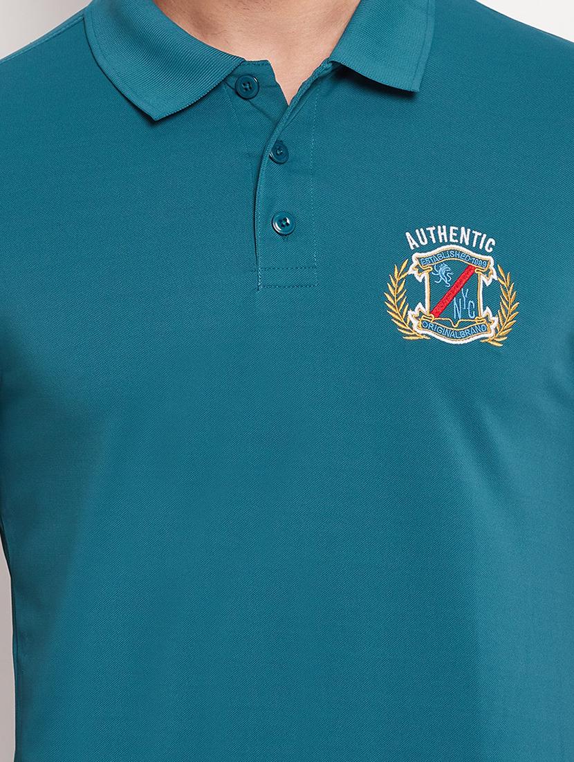 men sea green embroidered detailed polo t-shirt - 20570794 - Standard Image - 4
