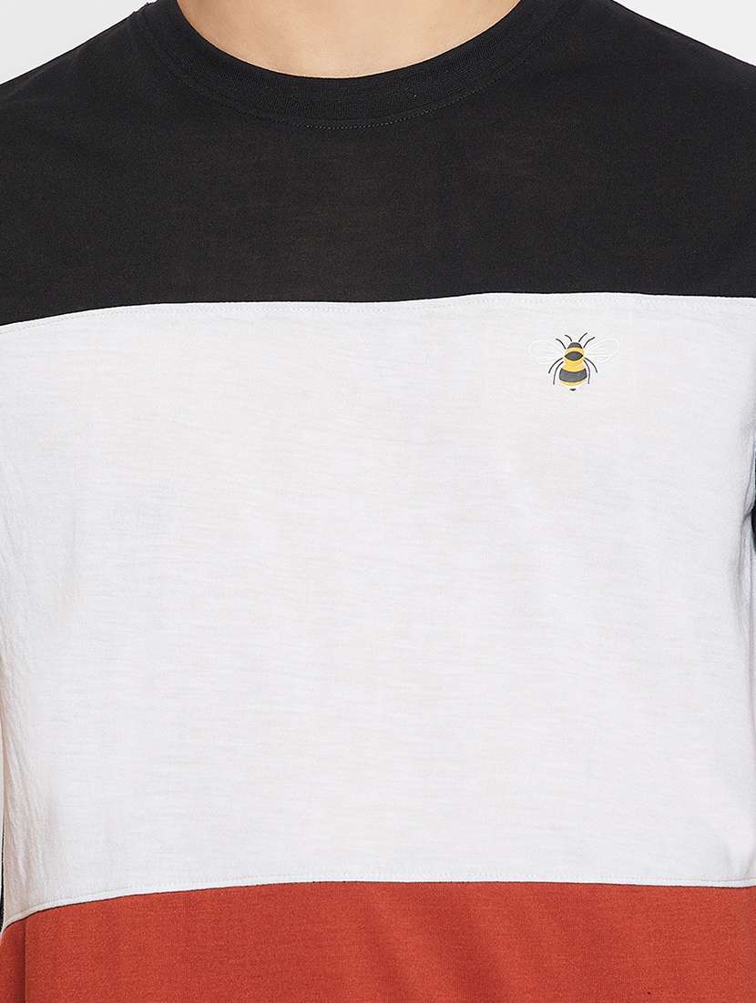 men black colourblocked casual t-shirt - 20570827 - Standard Image - 4